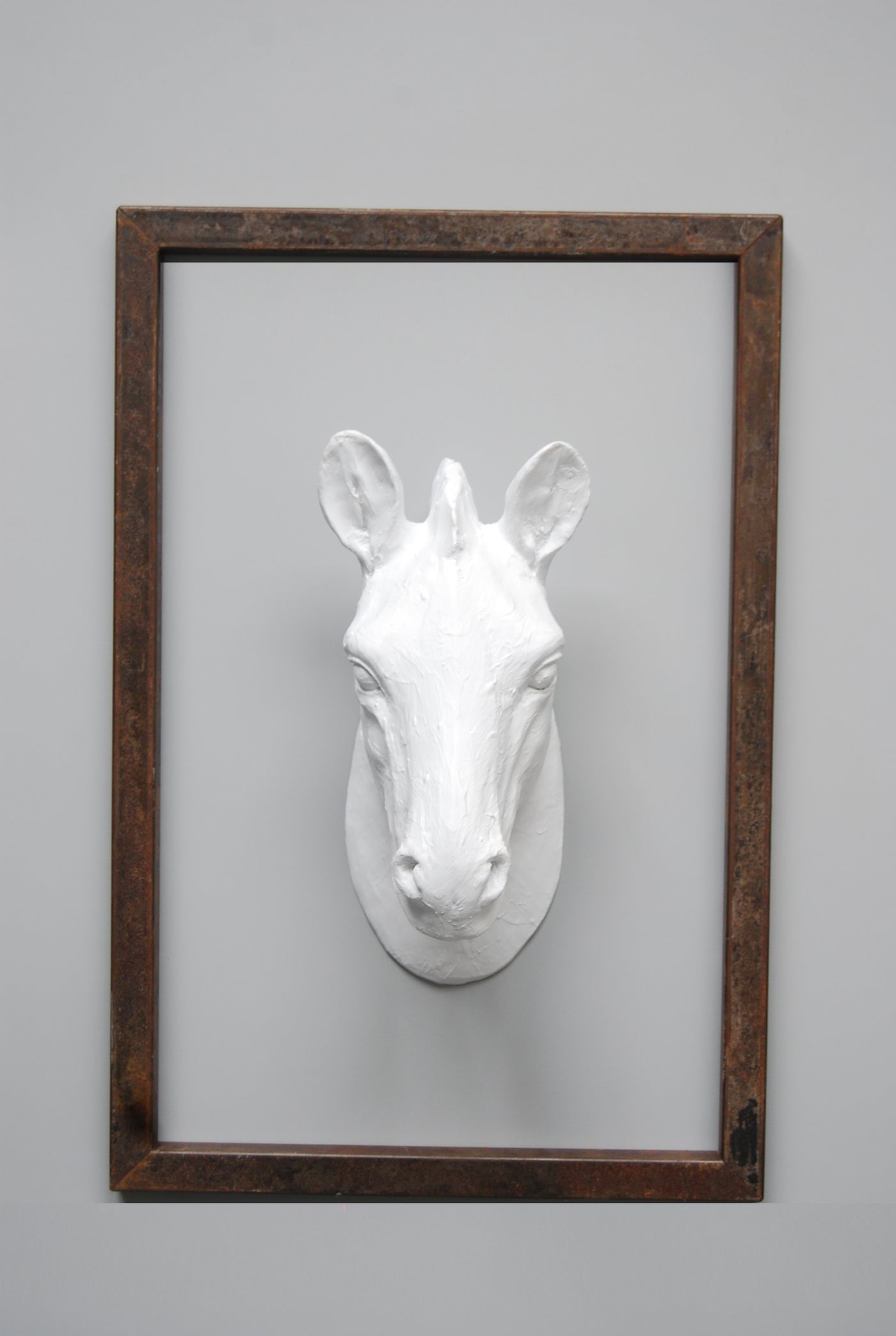 Metal frame with white resin zebra