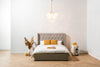 Harven Upholstered Bed Frame in Off White/Silver