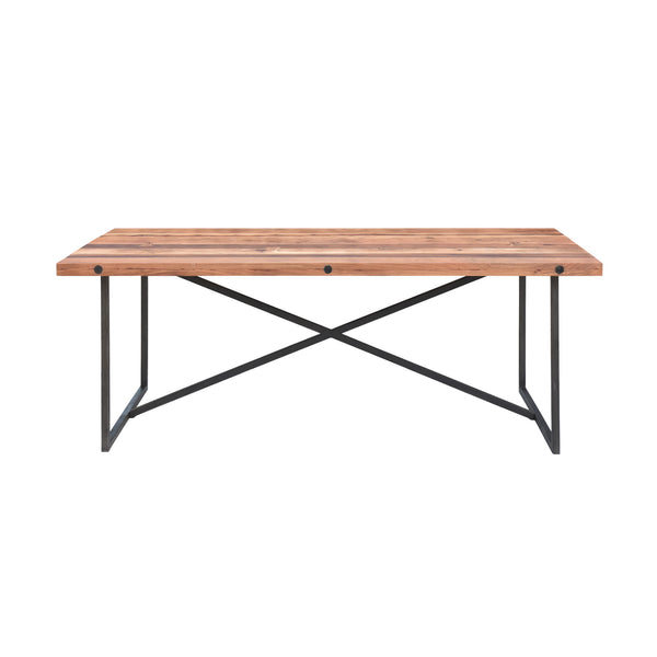 Railwood 8-Seat Dining Table in Mid-tone Brown Finish