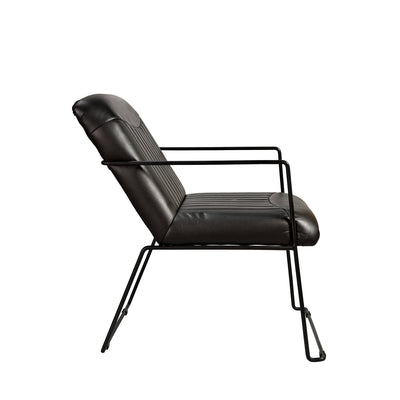 Clancy Goat Leather Armchair in Black