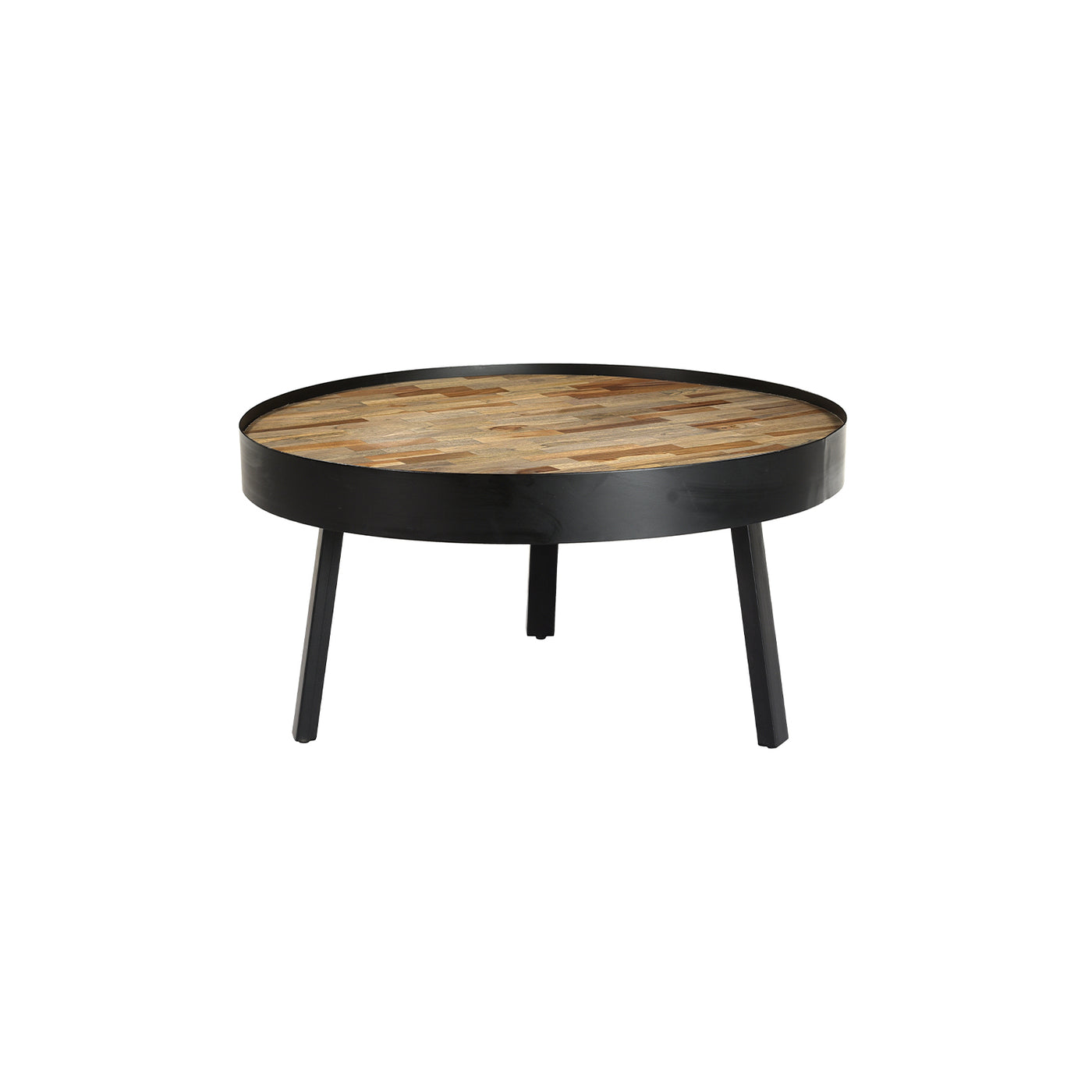 Taula Round Wood Coffee Table in Natural Finish Large Bois Cuir