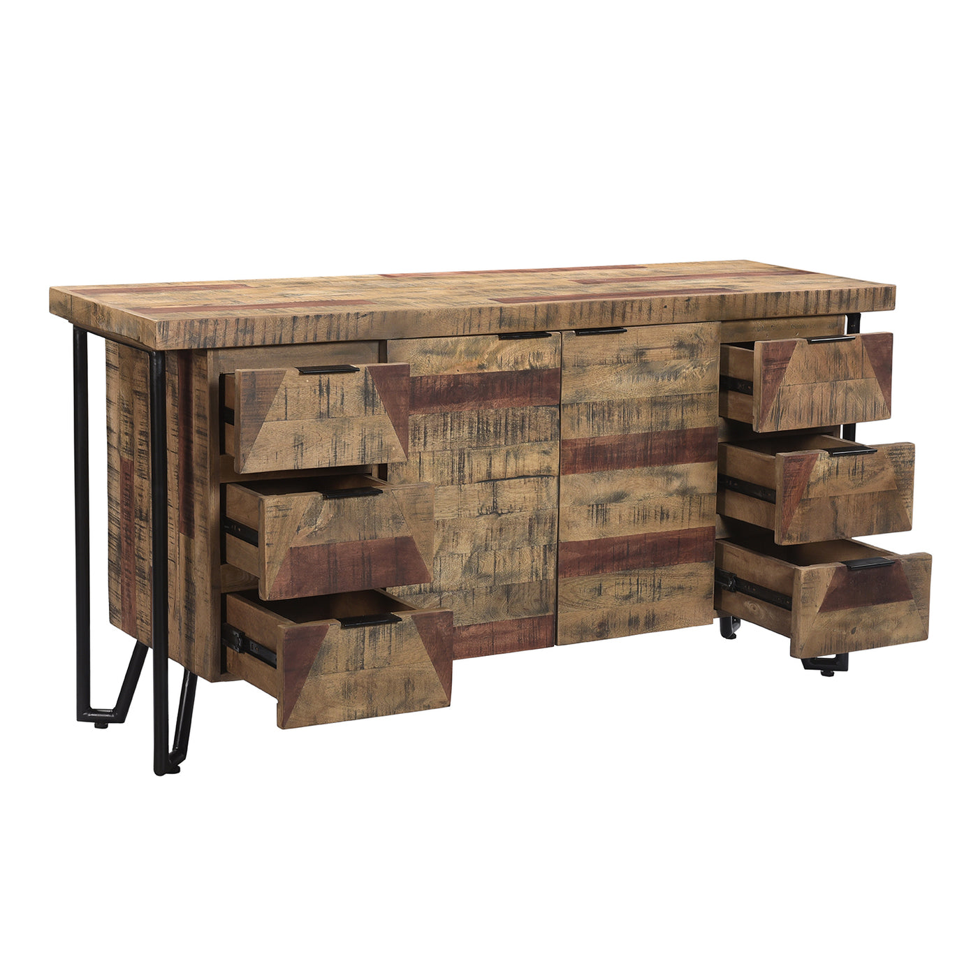 Casual Modern Wood Buffet in Multi-tone Natural Finish