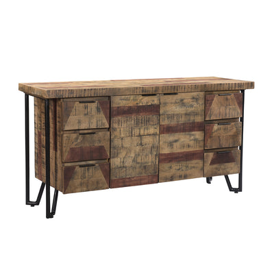 Casual Modern Wood Buffet in Multi-tone Natural Finish