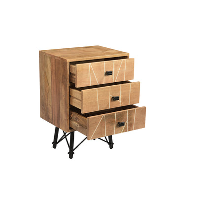 Mosaic 3-Drawer Nightstand in Natural Finish