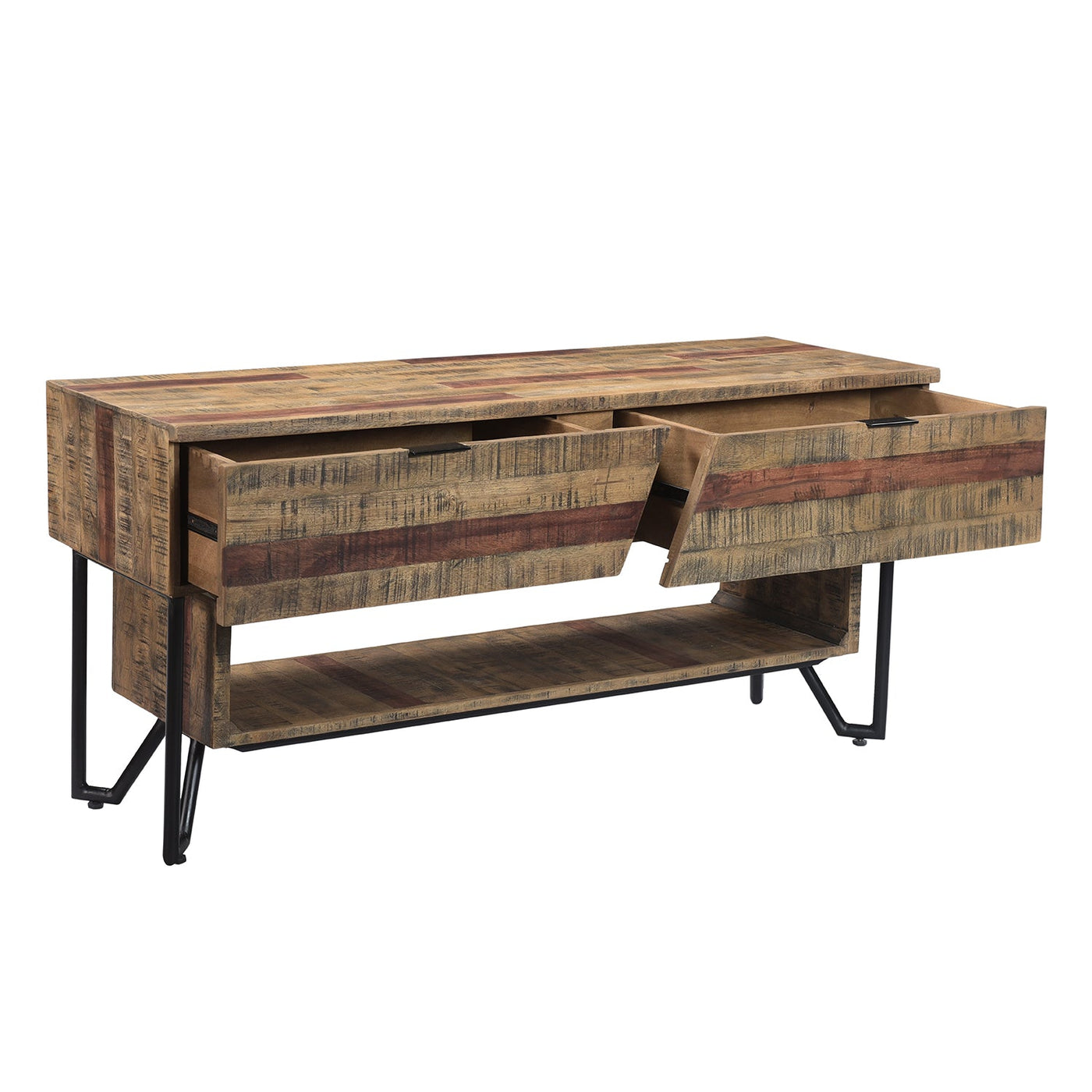 Casual Modern Home Media Unit in Multi-tone Natural Finish