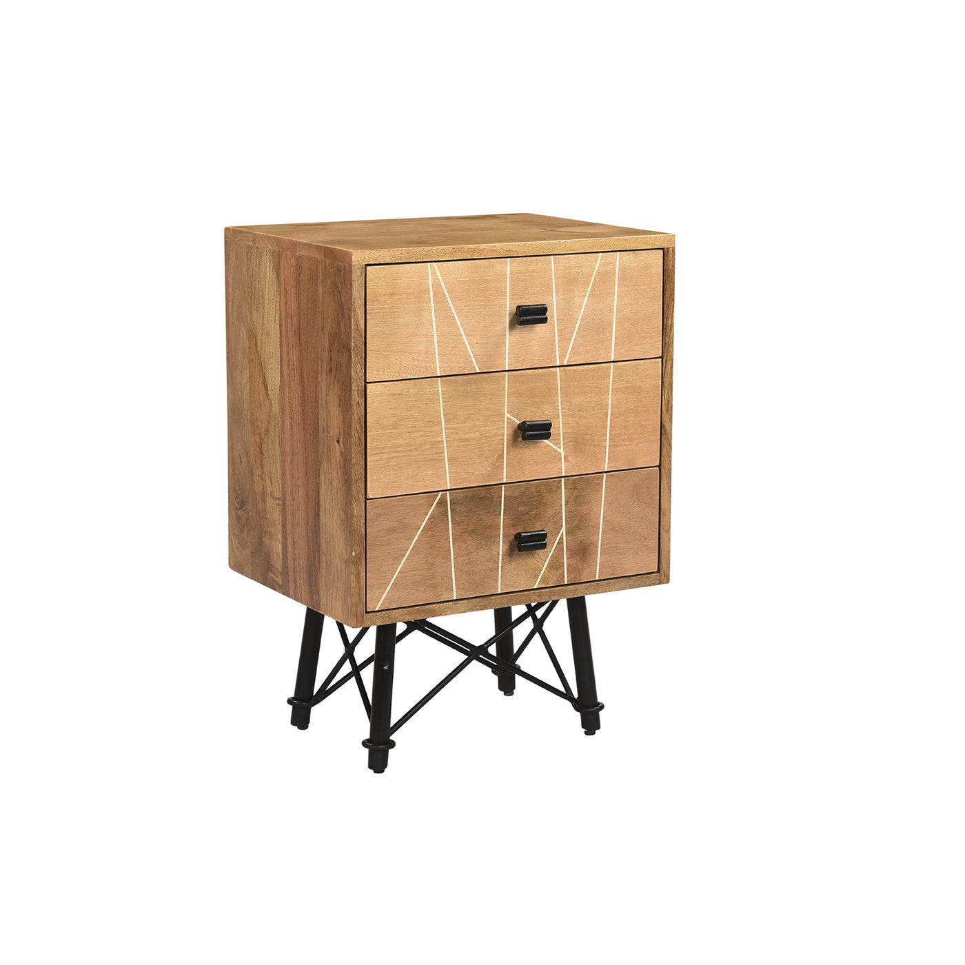 Mosaic 3-Drawer Nightstand in Natural Finish