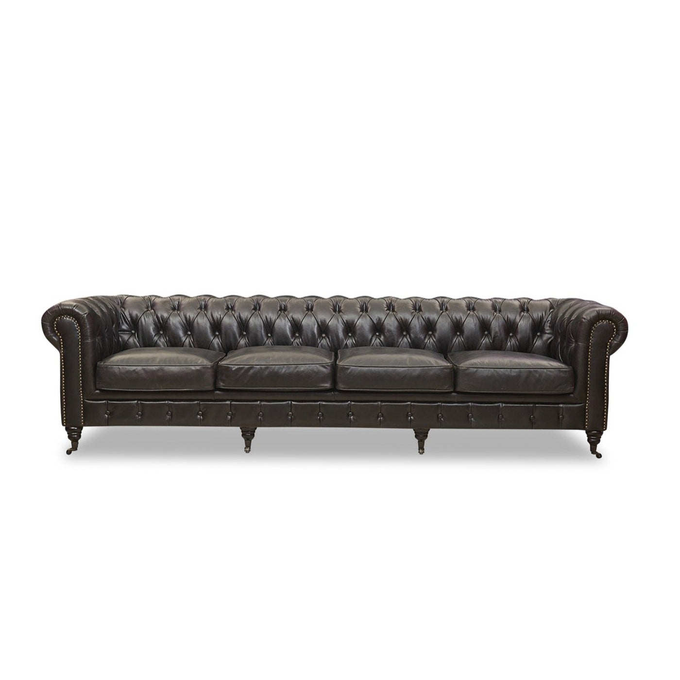 Vintage 4-Seater Leather Chesterfield Sofa