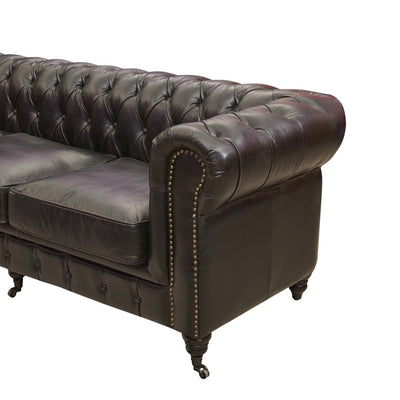 Vintage 4-Seater Leather Chesterfield Sofa