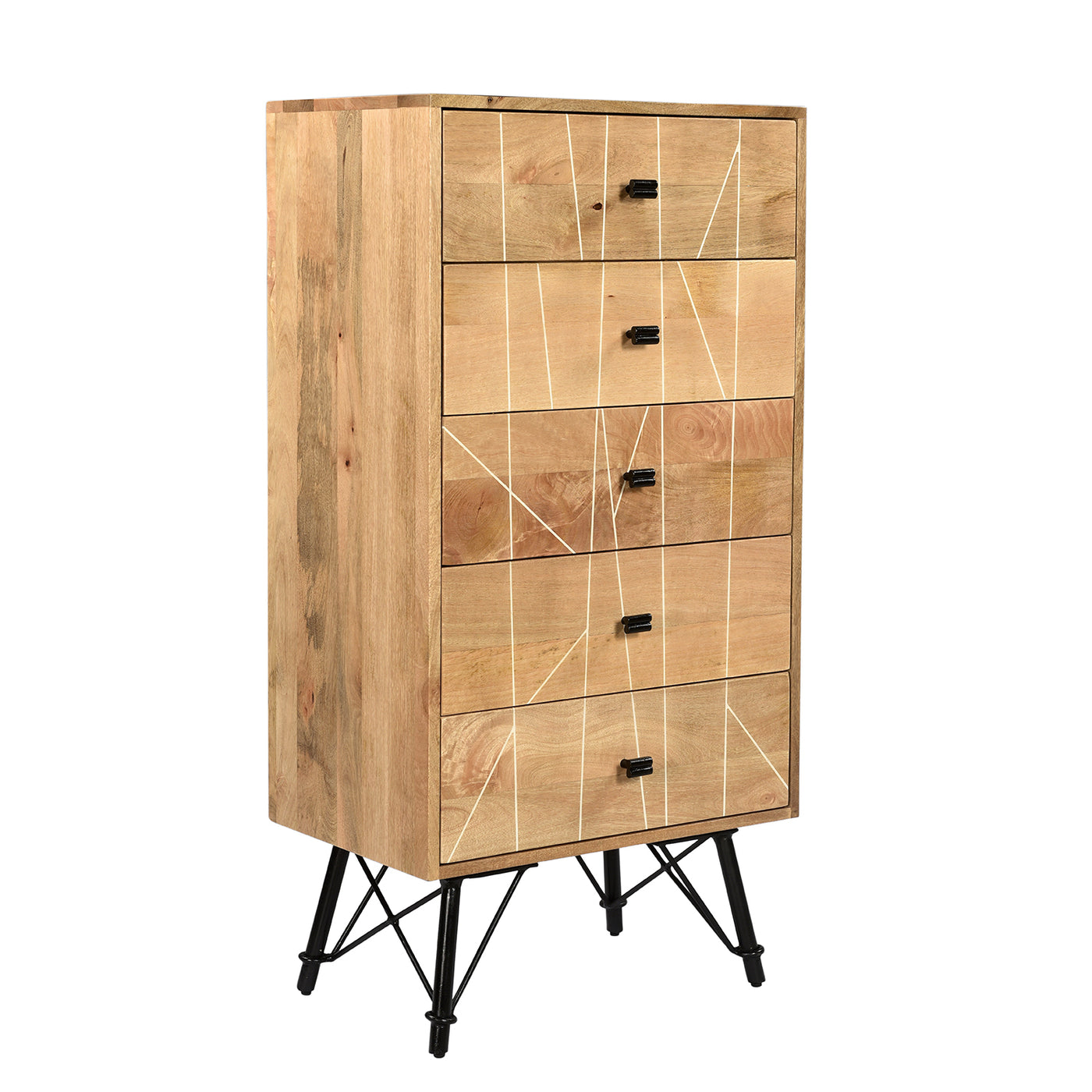 Mosaic 5-Drawer Chest of Drawers in Natural Finish