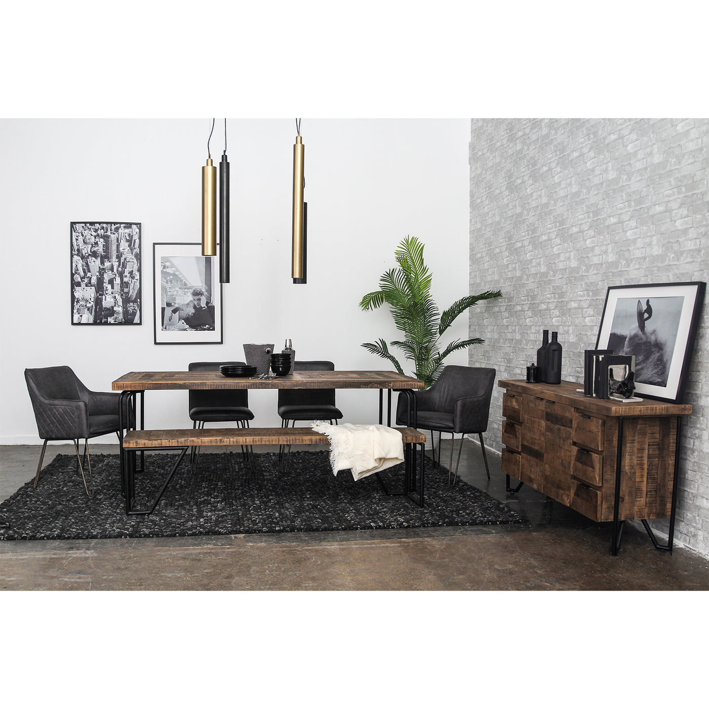 Casual Modern 6-Seat Dining Table in Multi-tone Natural Finish