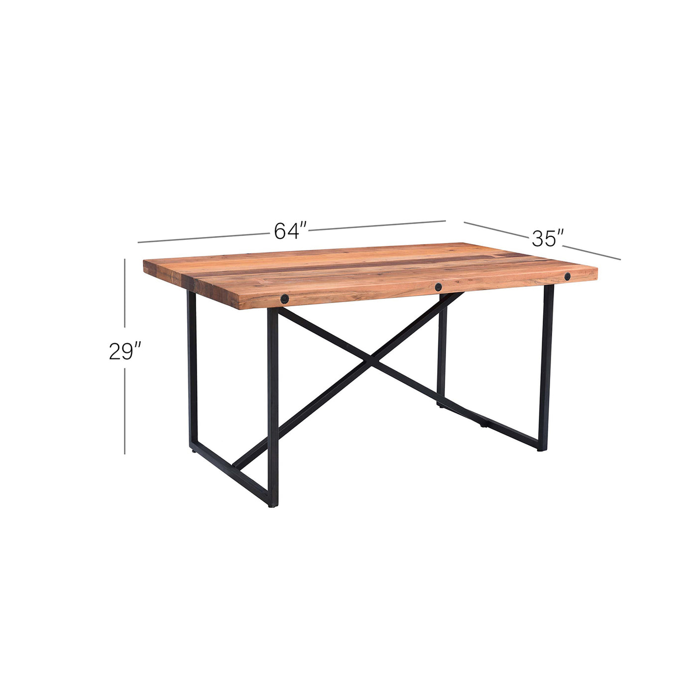 Railwood 6-Seat Dining Table in Mid-tone Brown Finish