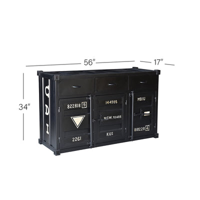 Container-Style Metal Buffet Cabinet in Black
