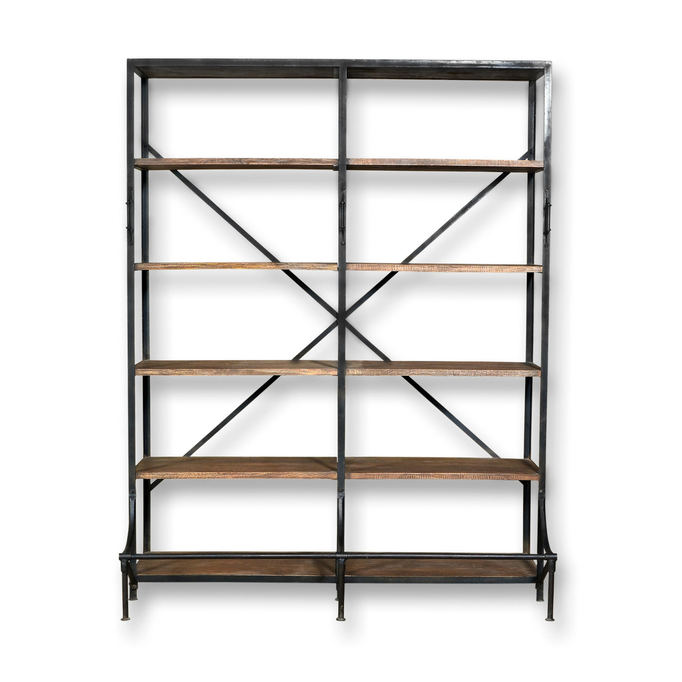 Industrial 10-Shelf Bookshelf Unit in Rustic Mango Finish