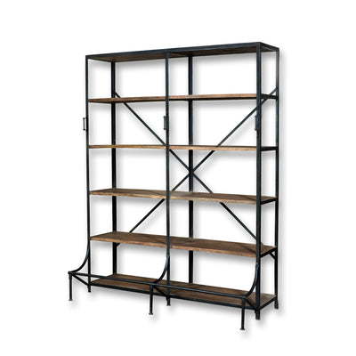 Industrial 10-Shelf Bookshelf Unit in Rustic Mango Finish