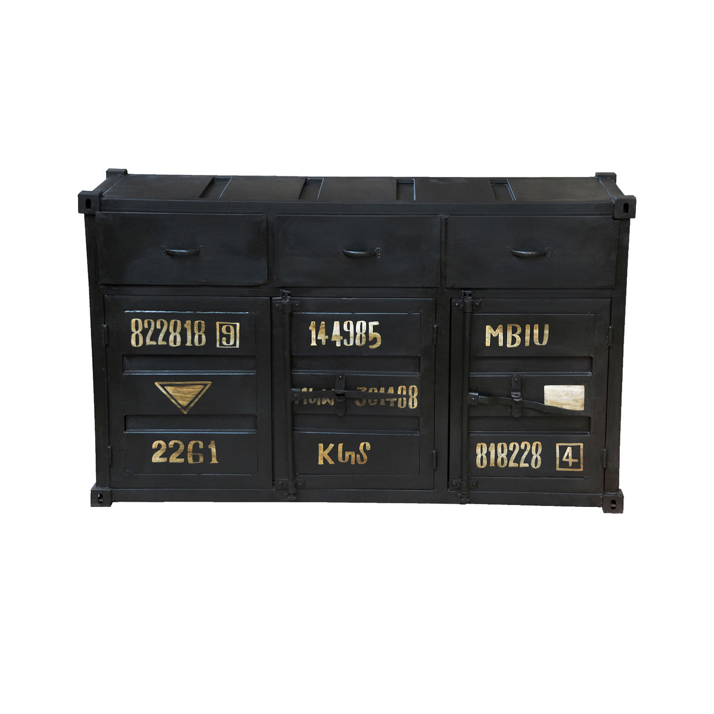 Container-Style Metal Buffet Cabinet in Black