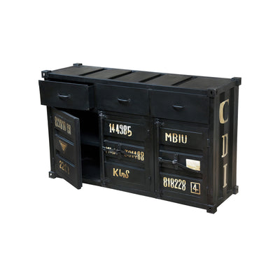 Container-Style Metal Buffet Cabinet in Black