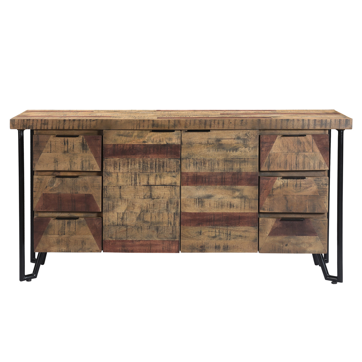 Casual Modern Wood Buffet in Multi-tone Natural Finish