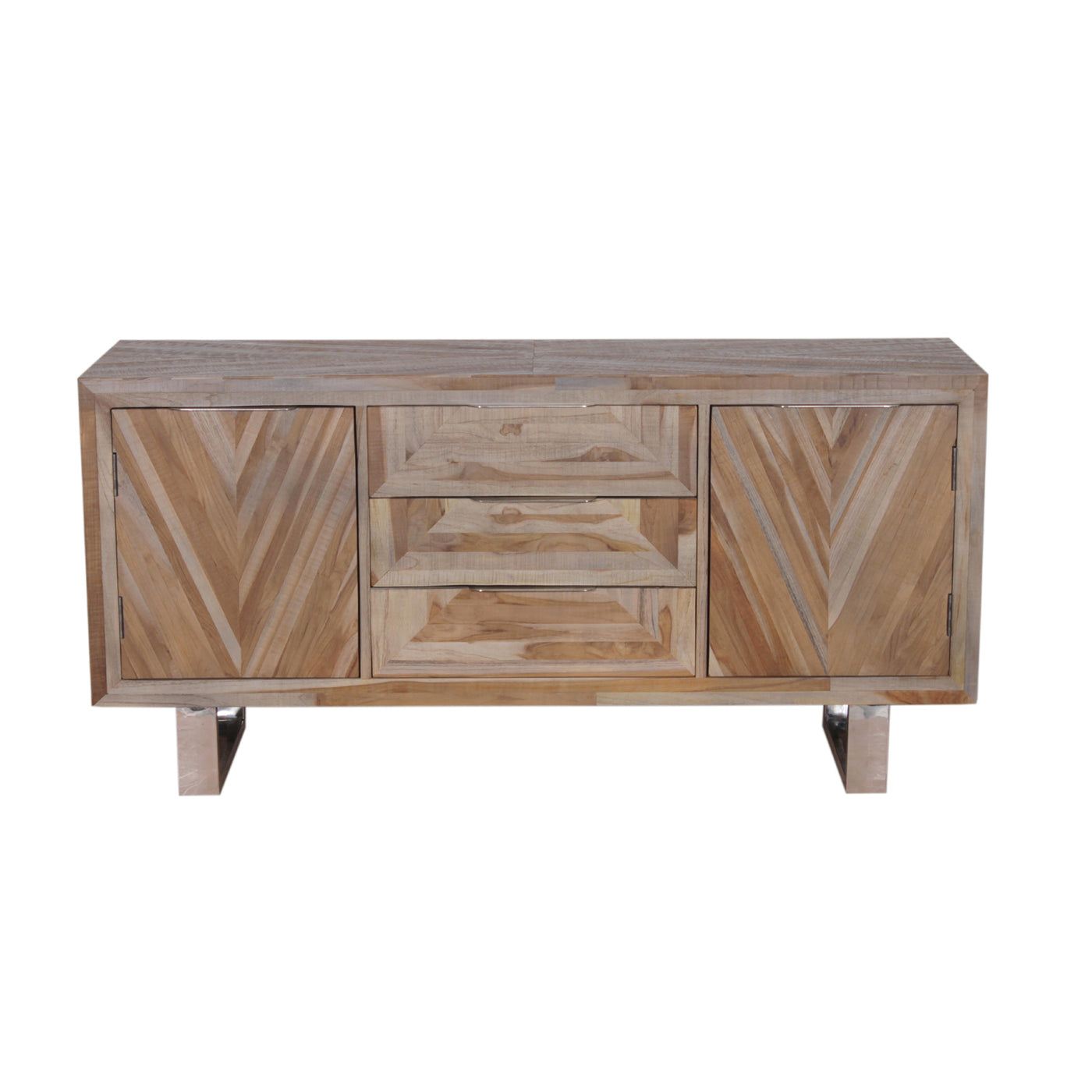 Matrix Wood and Metal Buffet Cabinet in Natural Finish