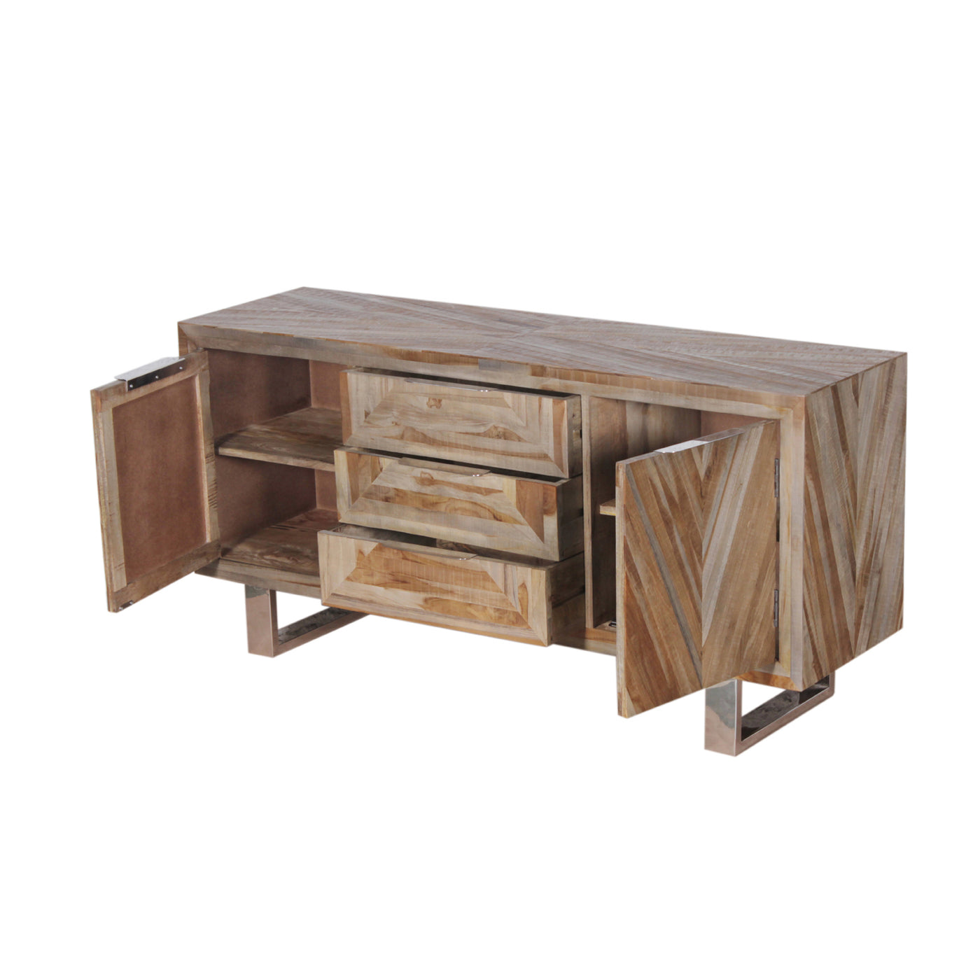 Matrix Wood and Metal Buffet Cabinet in Natural Finish