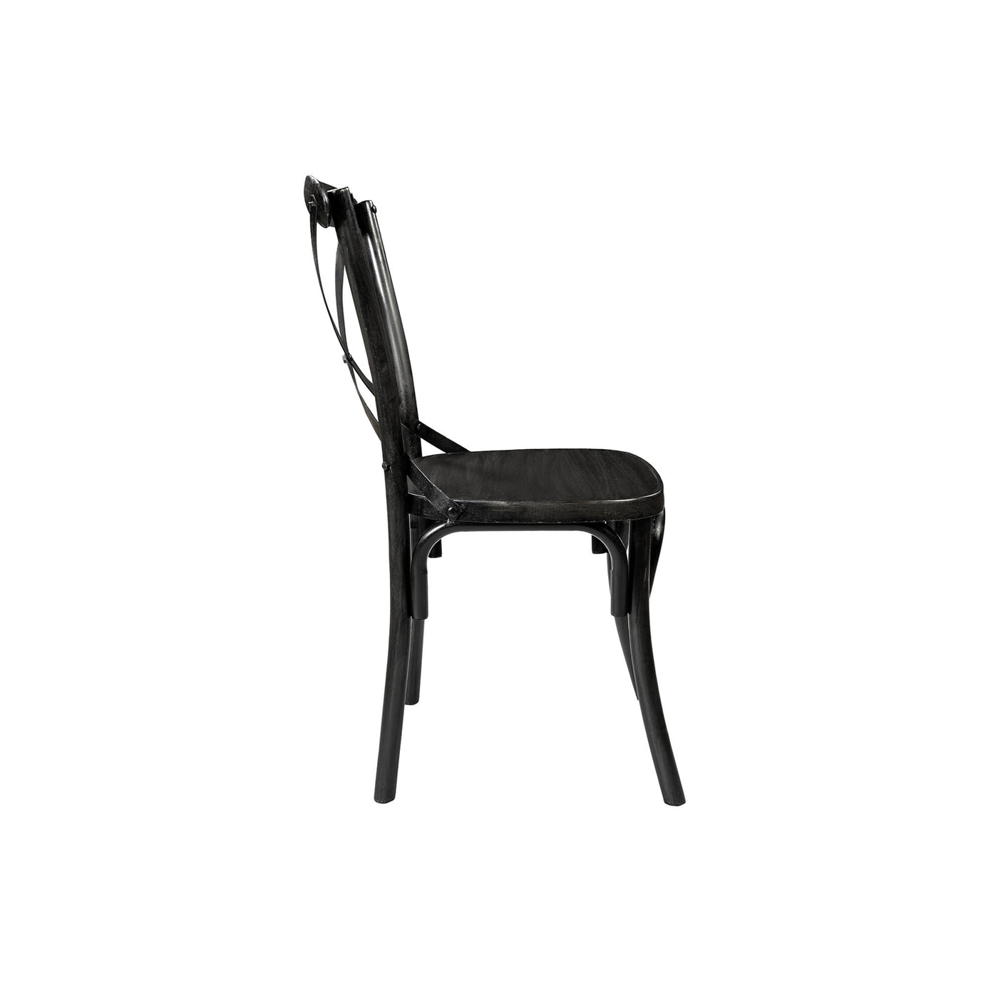 Industrial Dining Chair (Style II)—Distressed Metal in Black