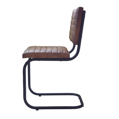 Bailie Buffalo Leather Side Chair in Brown