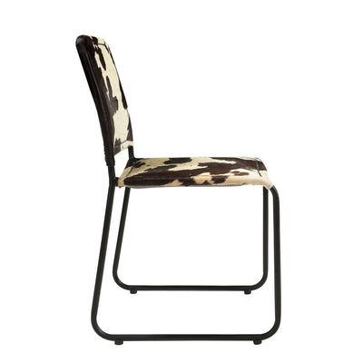 Saber Cowhide Side Chair in Black and White