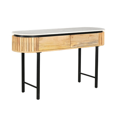 Lunas Console in Mango Wood & White Marble