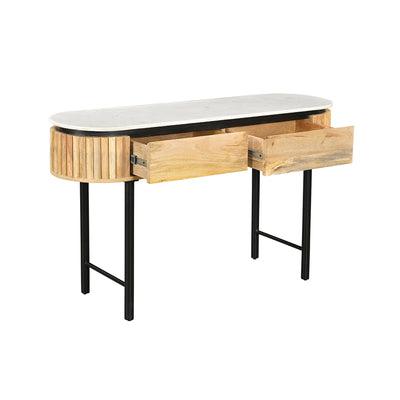 Lunas Console in Mango Wood & White Marble