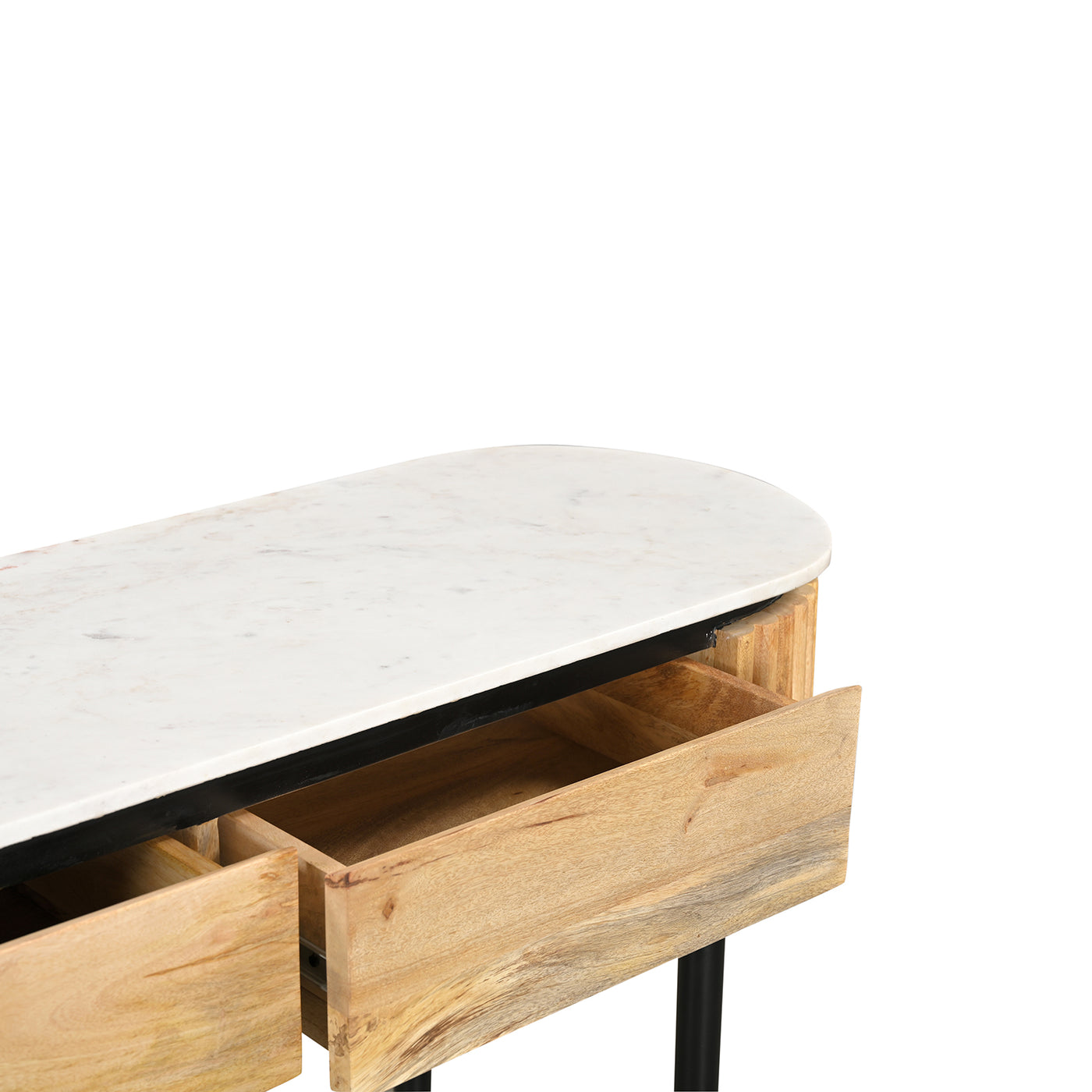 Lunas Console in Mango Wood & White Marble