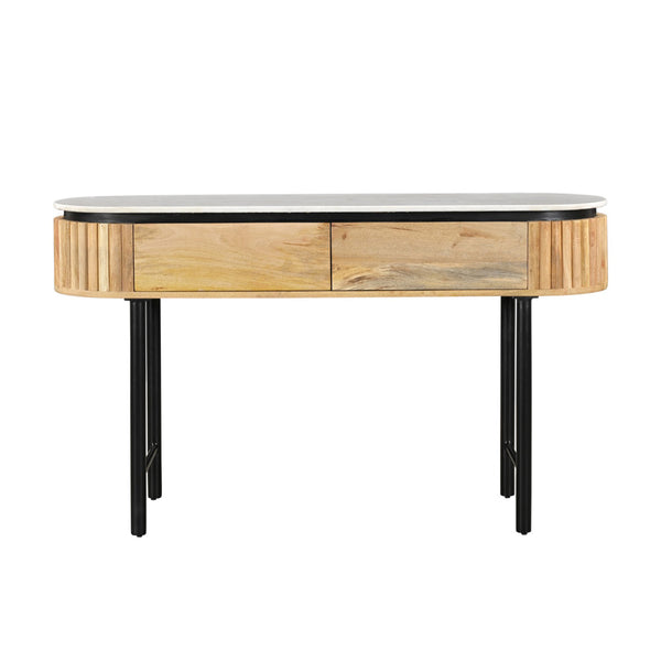 Lunas Console in Mango Wood & White Marble