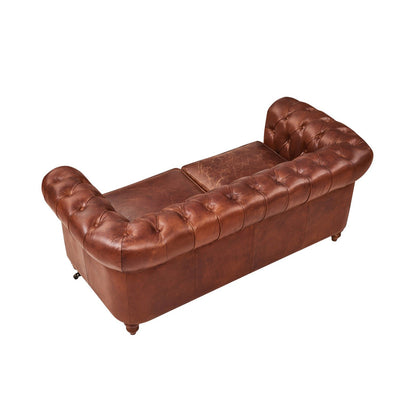 Vintage 2-Seater Leather Chesterfield Sofa