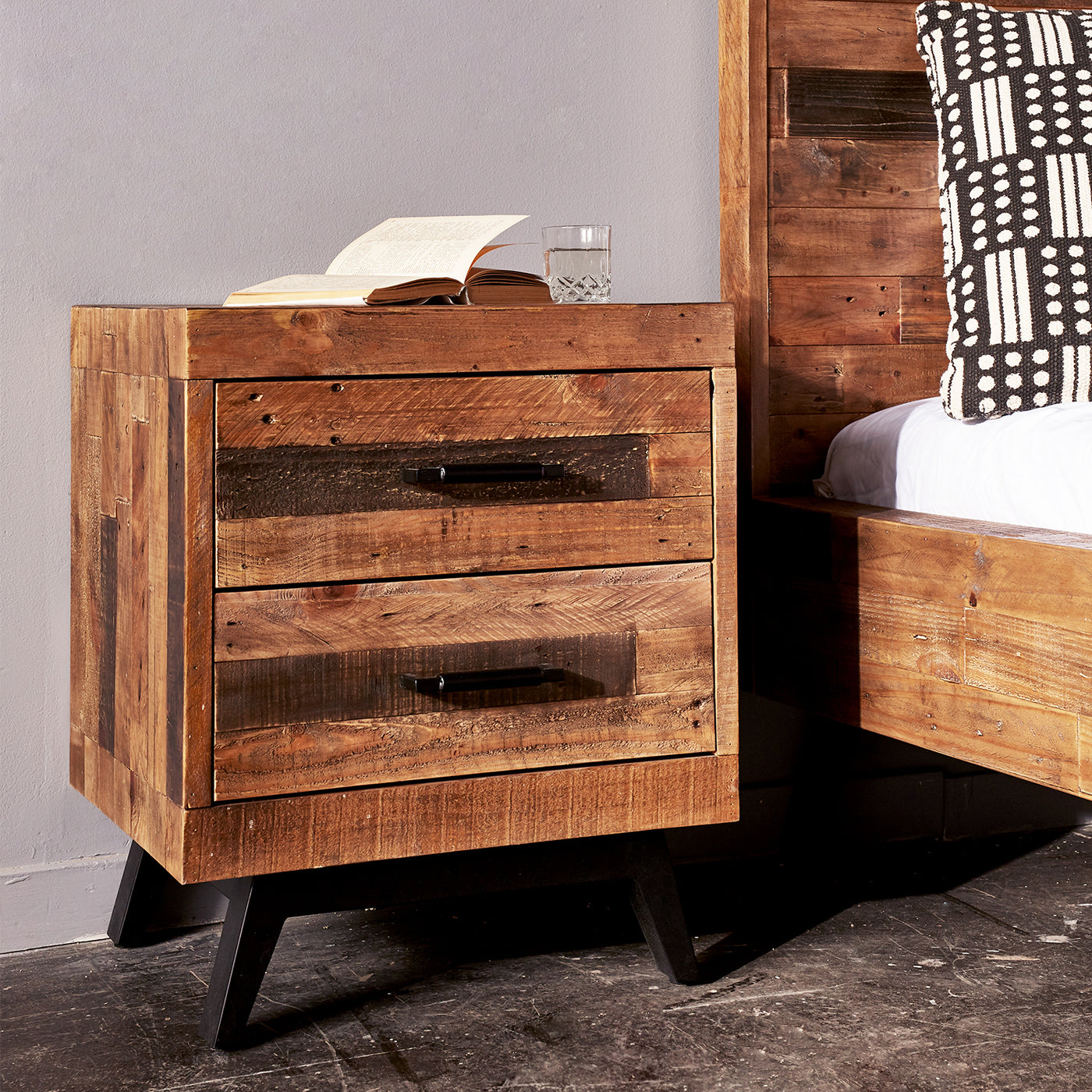 Dixon 2-Drawer Nightstand in Natural Finish