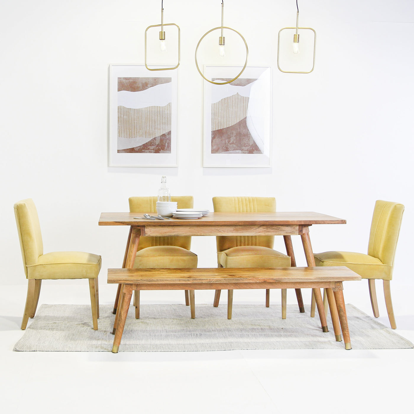 Clio 6-Seat Dining Table in Light Honey Finish