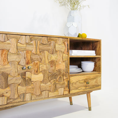 Clio Wood Buffet Cabinet in Light Honey Finish