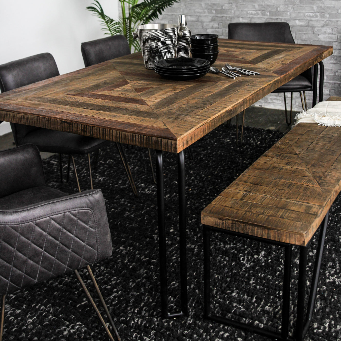 Casual Modern 8-Seat Dining Table in Multi-tone Natural Finish