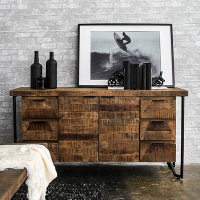 Casual Modern Wood Buffet in Multi-tone Natural Finish