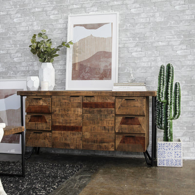 Casual Modern Wood Buffet in Multi-tone Natural Finish