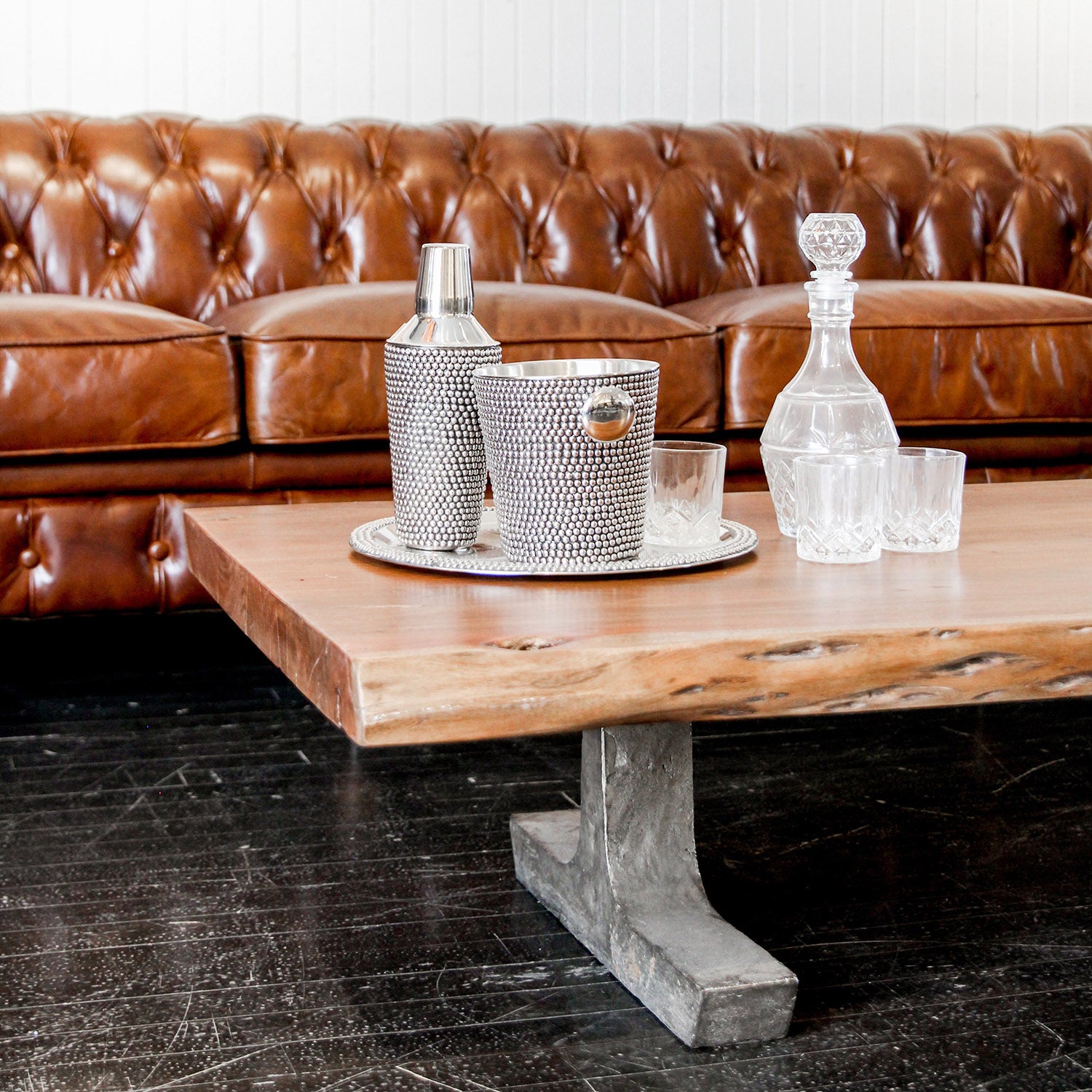 Earth Wood Coffee Table in Natural Finish Bois Cuir
