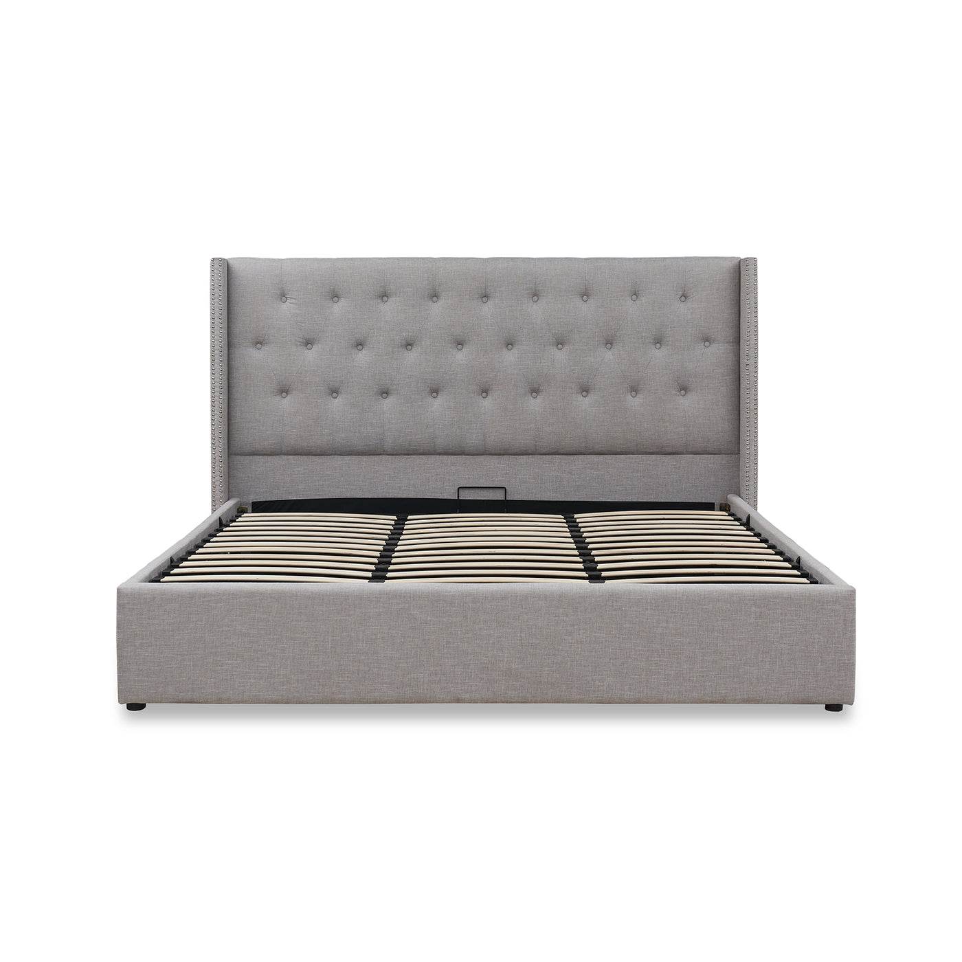 Harven Upholstered Bed Frame in Off White/Silver