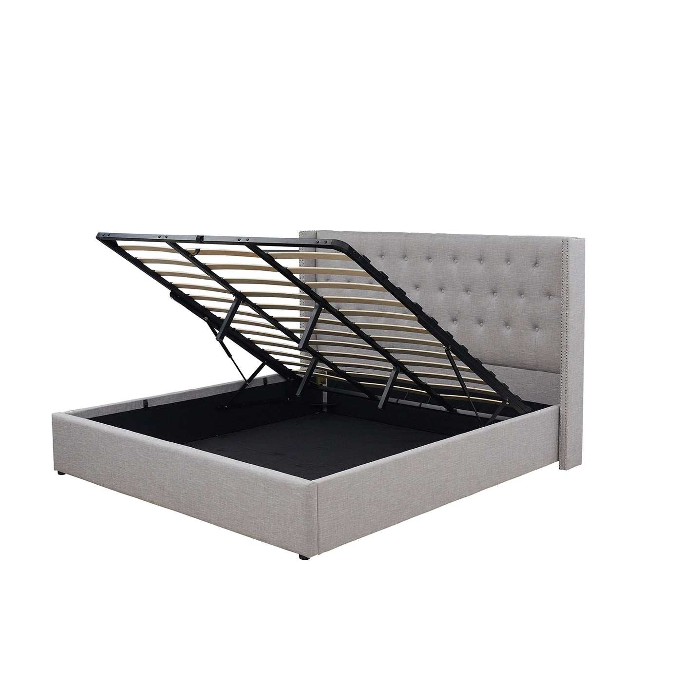 Harven Upholstered Bed Frame in Off White/Silver