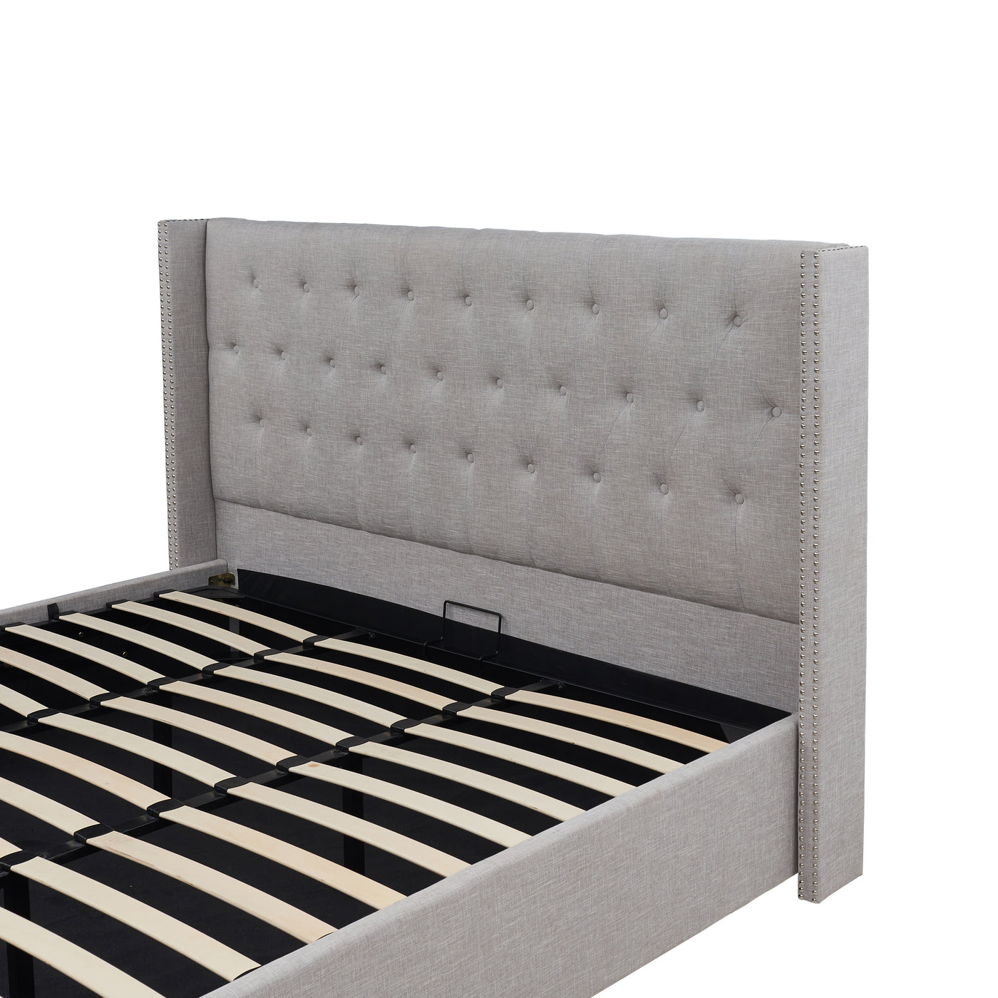 Harven Upholstered Bed Frame in Off White/Silver