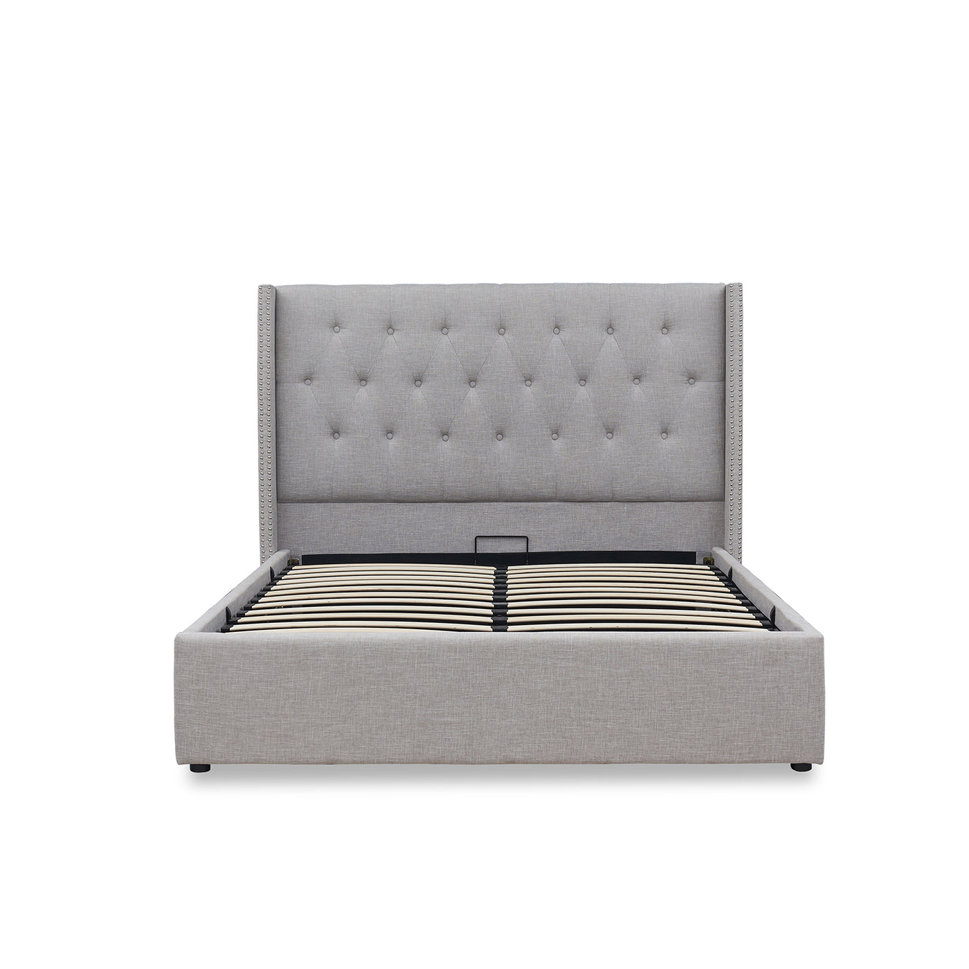 Harven Upholstered Bed Frame in Off White/Silver