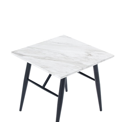 Micah End Table in White Faux Marble