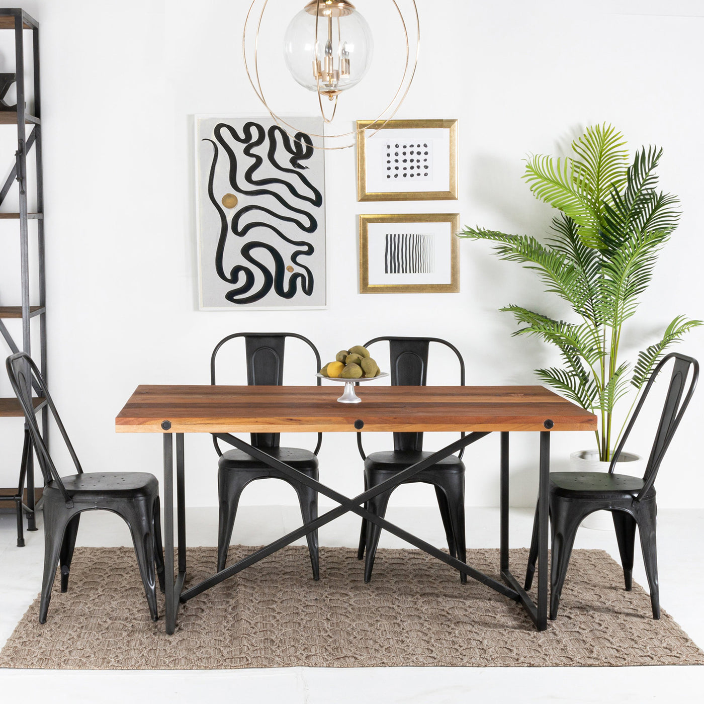 Railwood 6-Seat Dining Table in Mid-tone Brown Finish