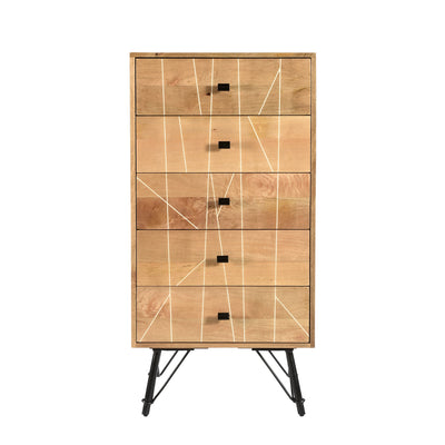 Mosaic 5-Drawer Chest of Drawers in Natural Finish