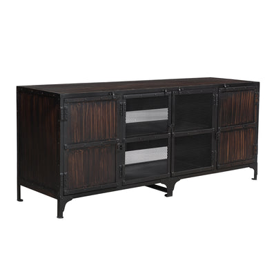 Industrial TV Stand with Distressed Metal Look