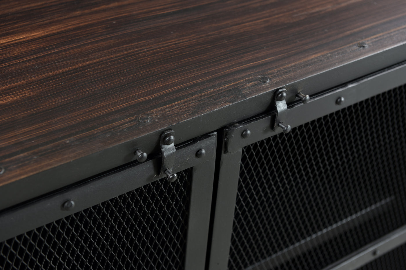 Industrial TV Stand with Distressed Metal Look
