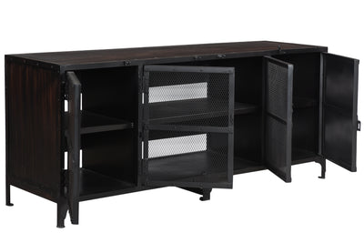 Industrial TV Stand with Distressed Metal Look