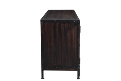 Industrial TV Stand with Distressed Metal Look