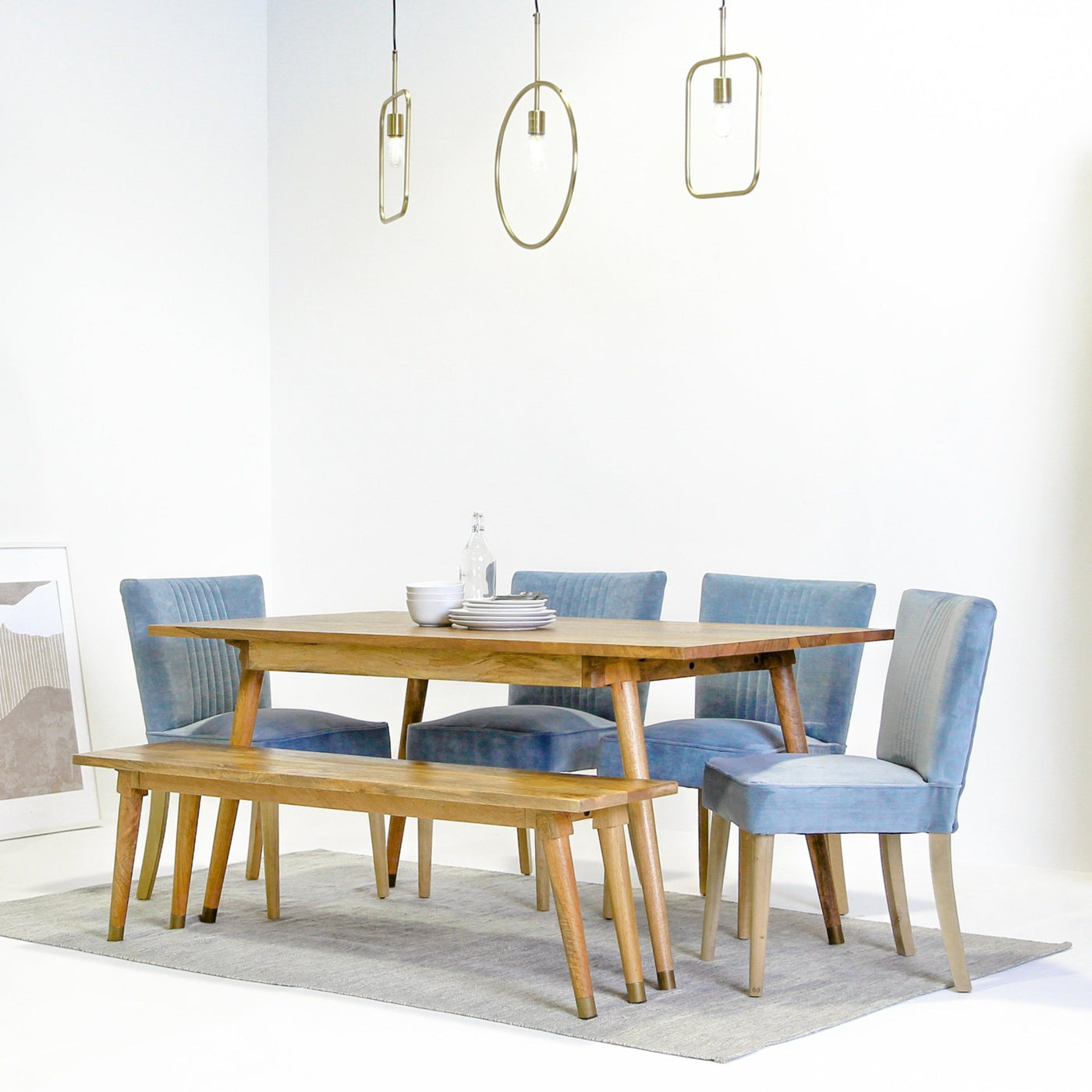 Clio 6-Seat Dining Table in Light Honey Finish